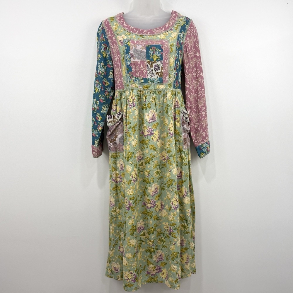 April Cornell Patchwork Dress XS Gentle Autumn Cottagecore Prairie Mori Kei